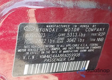 2024 Hyundai Ioniq 6 Se from USA, damaged, VIN KMHM24AA8RA059908